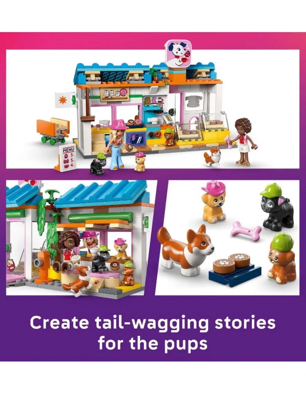 LEGO Friends Dog Treats Bakery with 2 Minidolls & 4 Dogs | Set # 42677 *NEW*